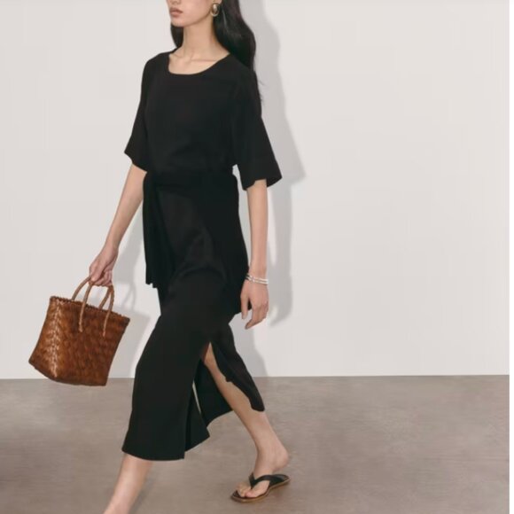 NWT Everlane Black Relaxed T-Shirt Dress in Buttersoft XL - Picture 3 of 5